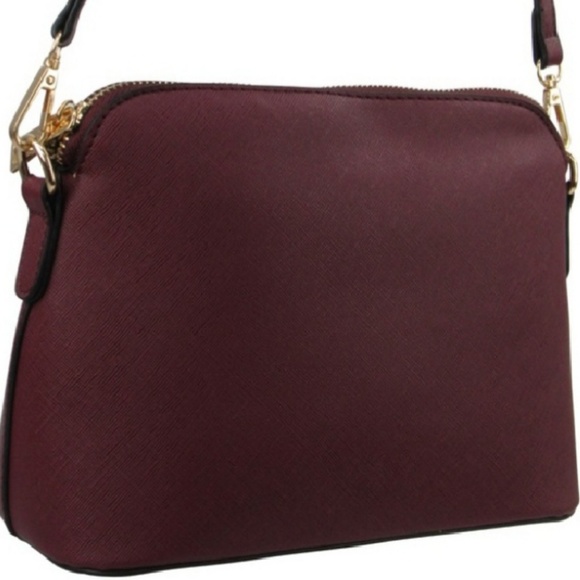 Structured Crossbody Purse, Removable Strap - BURG - Picture 2 of 7